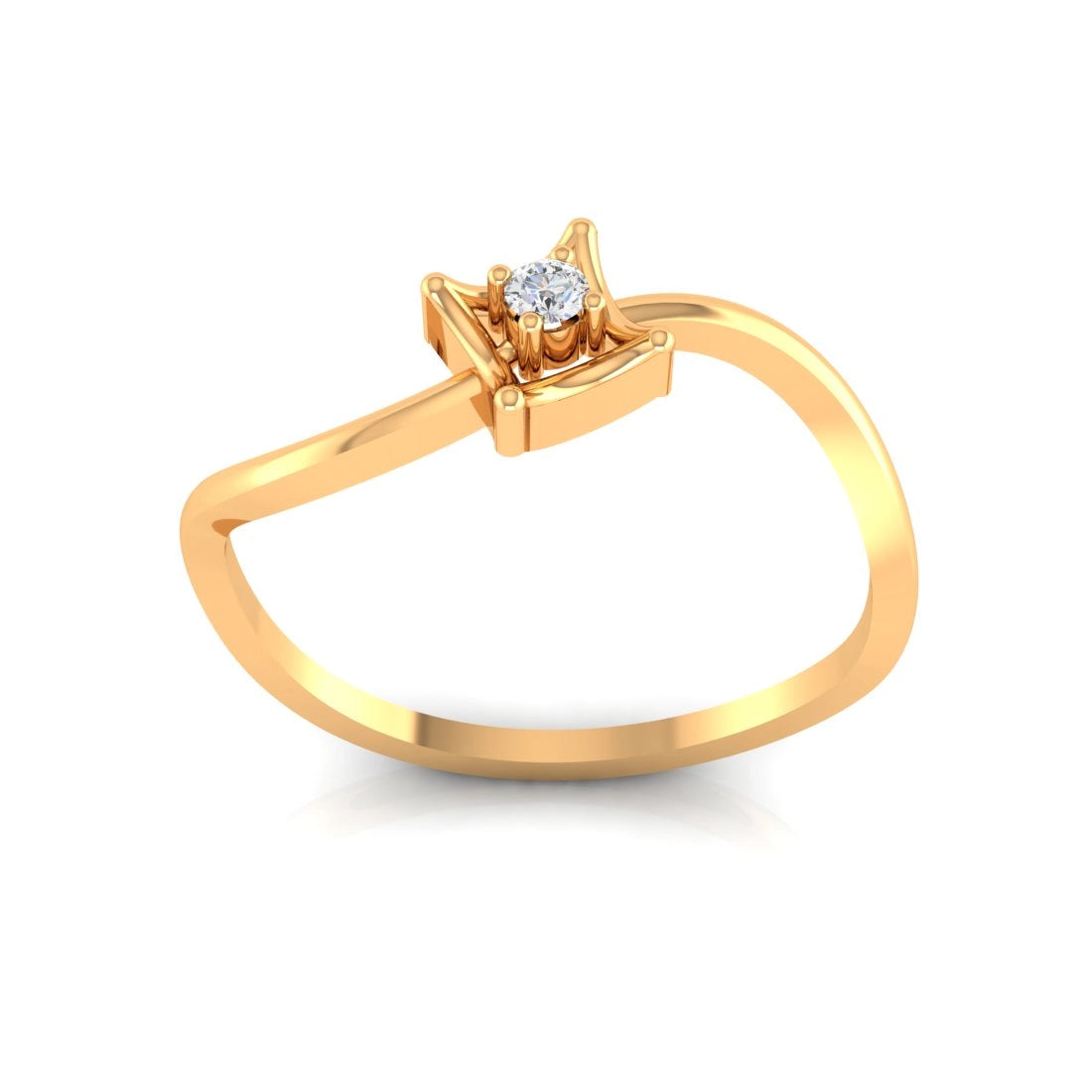 14K Yellow Gold Solitaire-Style Diamond Ring for Women Timeless Elegance