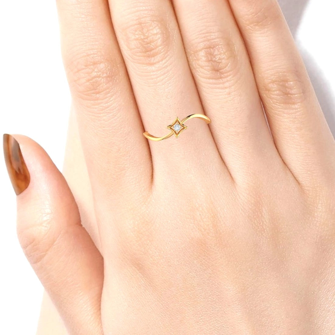 14K Yellow Gold Solitaire-Style Diamond Ring for Women Timeless Elegance