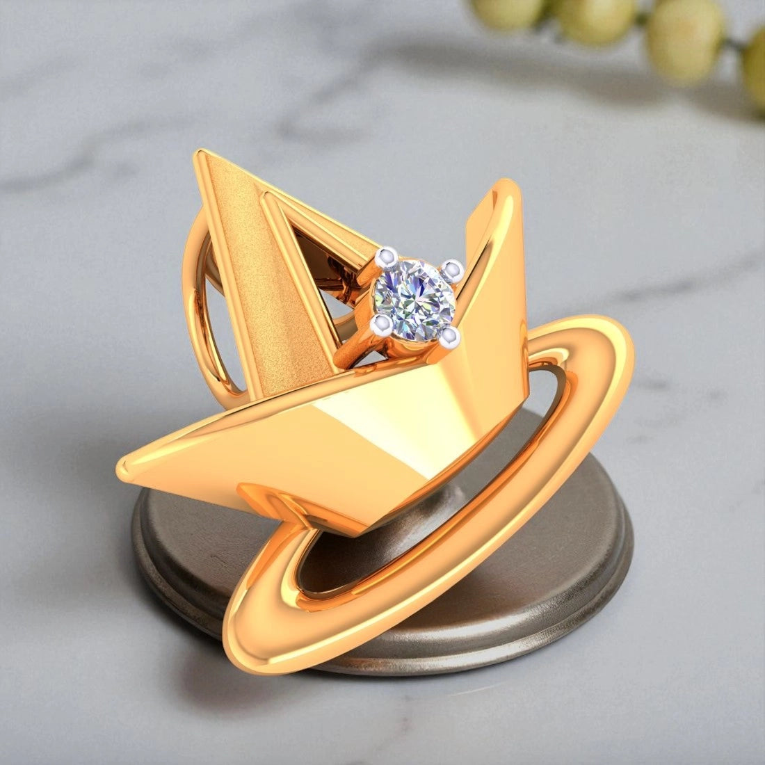 14 KT Gold & Certified Diamond Crown Ray Pendant (without chain) for ...