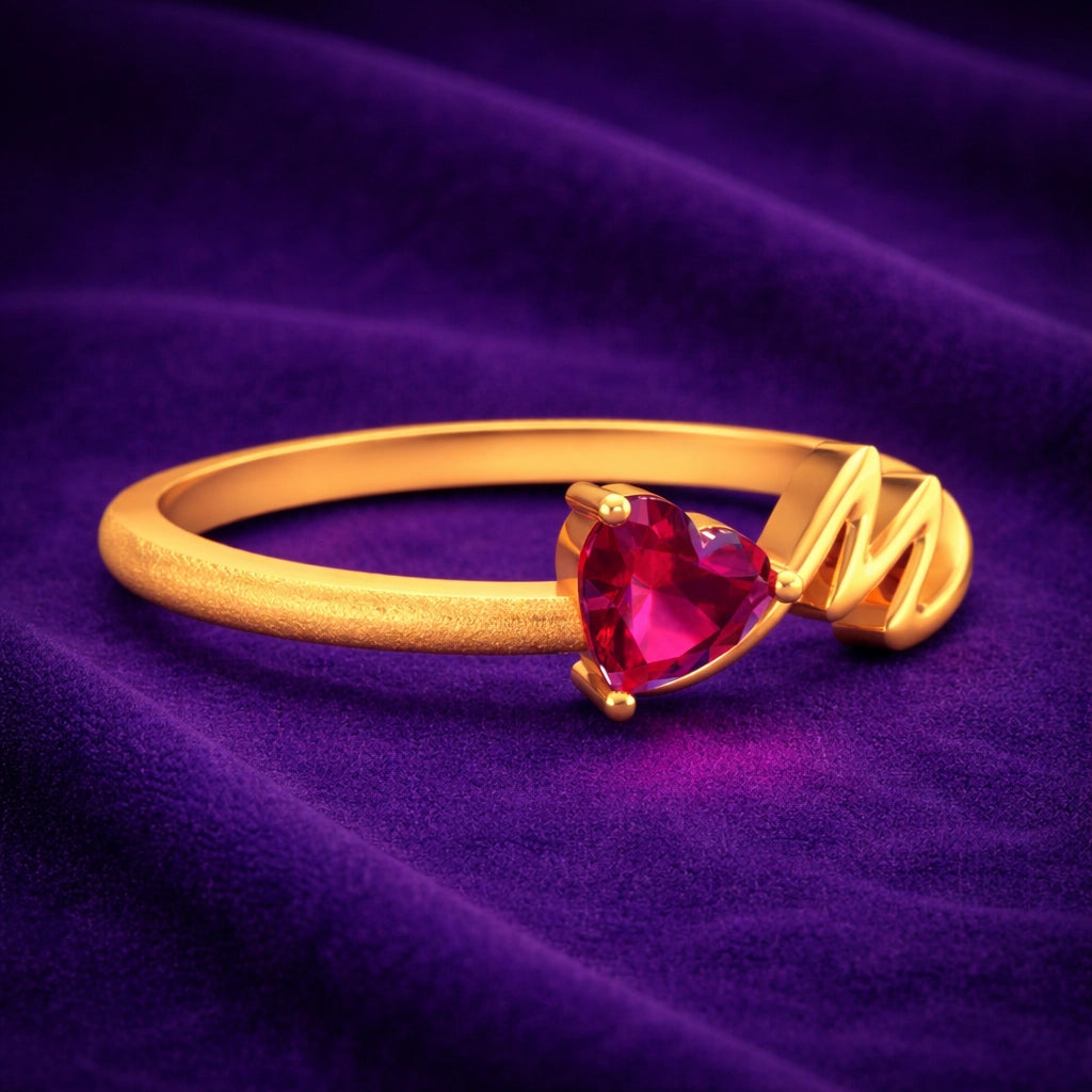 14KT Gold Love Pulse Women’s Ring with Heart Stone – P.C. Chandra Jewellers