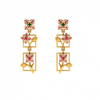 3 Tiered 14K Climber Gold Floral Earrings