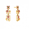 3 Tiered 14K Climber Gold Floral Earrings