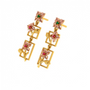 3 Tiered 14K Climber Gold Floral Earrings