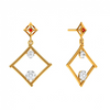 Dazzling Diamond Embedded Triangle 14K Gold Earrings