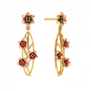 Oval-Shaped Floral Crafted 14K Gold Dangler Earrings