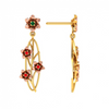 Oval-Shaped Floral Crafted 14K Gold Dangler Earrings