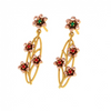 Oval-Shaped Floral Crafted 14K Gold Dangler Earrings