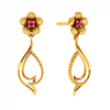 Traditional Curvy Dangler with Floral Motifs 14K Gold Earrings