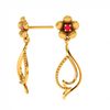 Traditional Curvy Dangler with Floral Motifs 14K Gold Earrings