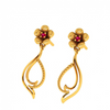 Traditional Curvy Dangler with Floral Motifs 14K Gold Earrings