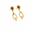 Traditional Curvy Dangler with Floral Motifs 14K Gold Earrings