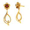 Traditional Curvy Dangler with Floral Motifs 14K Gold Earrings