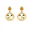 Elegant Green Stone Studded Teardrop Shaped 14K Gold Earrings