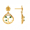 Elegant Green Stone Studded Teardrop Shaped 14K Gold Earrings