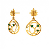 Elegant Green Stone Studded Teardrop Shaped 14K Gold Earrings