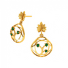 Elegant Green Stone Studded Teardrop Shaped 14K Gold Earrings