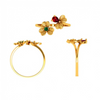 Amazea Stone Studded Double Floral 14KT Gold Ring