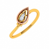 Triangular Flower Bud Design Diamond Studded Unique 14KT Gold Ring