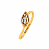 Triangular Flower Bud Design Diamond Studded Unique 14KT Gold Ring