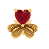 14KT Red Stone Studded Flower Shape Gold Nose Pin 