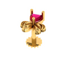 14KT Red Stone Studded Flower Shape Gold Nose Pin 