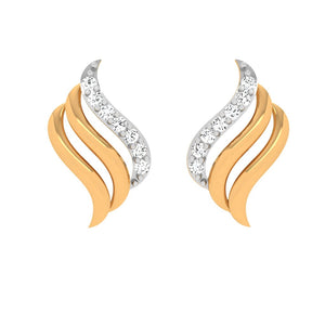 14KT American Diamond Studded Gold Earring Design For Daily Use