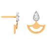 14KT Diya Shaped Stone Studded Gold Earring for Daily Use