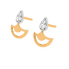 14KT Diya Shaped Stone Studded Gold Earring for Daily Use