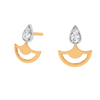 14KT Diya Shaped Stone Studded Gold Earring for Daily Use