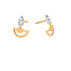 14KT Diya Shaped Stone Studded Gold Earring for Daily Use