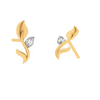 Stone-Studded Leaf Motif Gold Earring Design With Impeccable Craftsmanship