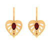 Heart Shaped Gold Earring Studded With Red Stone 