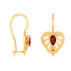 Heart Shaped Gold Earring Studded With Red Stone 