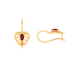 Heart Shaped Gold Earring Studded With Red Stone 