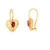 Heart Shaped Gold Earring Studded With Red Stone 