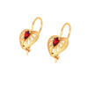 Heart Shaped Gold Earring Studded With Red Stone 