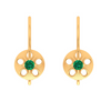 14KT Green Stone Studded Gold Earring With Impeccable Finish