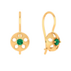 14KT Green Stone Studded Gold Earring With Impeccable Finish