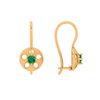 14KT Green Stone Studded Gold Earring With Impeccable Finish