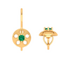 14KT Green Stone Studded Gold Earring With Impeccable Finish