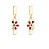 Red Petal Motif Gold Earrings