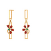 Red Petal Motif Gold Earrings