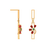 Red Petal Motif Gold Earrings