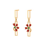 Red Petal Motif Gold Earrings