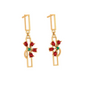 Red Petal Motif Gold Earrings