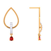 Striking Drop-Shaped Red Stone Studded Gold Earrings