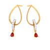 Striking Drop-Shaped Red Stone Studded Gold Earrings