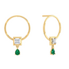 Oval Shaped Green Stone Studded Gold Earrings