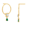 Oval Shaped Green Stone Studded Gold Earrings