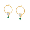 Oval Shaped Green Stone Studded Gold Earrings